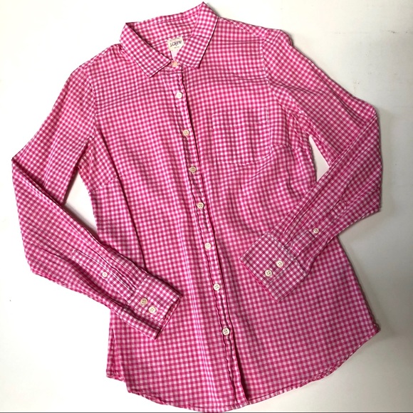 J.Crew The Perfect Shirt Pink Gingham Button Down - Picture 3 of 6